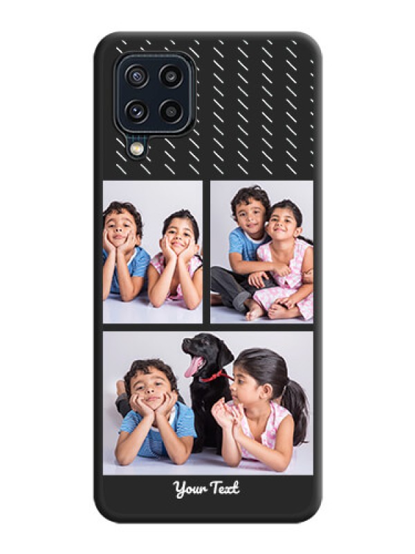 Custom Cross Dotted Pattern with 2 Image Holder  on Personalised Space Black Soft Matte Cases - Galaxy M32 4G Prime Edition