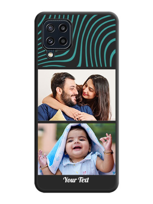 Custom Wave Pattern with 2 Image Holder on Space Black Personalized Soft Matte Phone Covers - Galaxy M32 4G Prime Edition