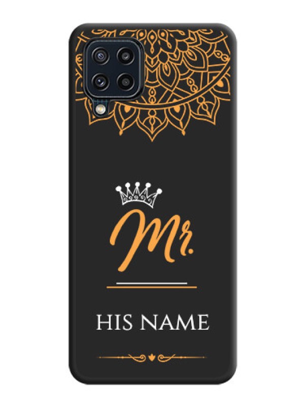 Custom Mr Name with Floral Design  on Personalised Space Black Soft Matte Cases - Galaxy M32 4G Prime Edition