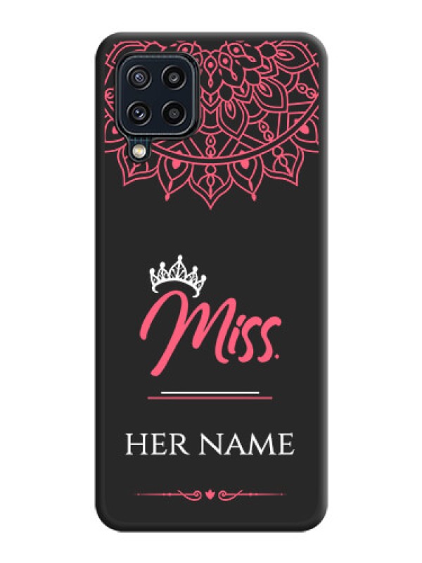 Custom Mrs Name with Floral Design on Space Black Personalized Soft Matte Phone Covers - Galaxy M32 4G Prime Edition