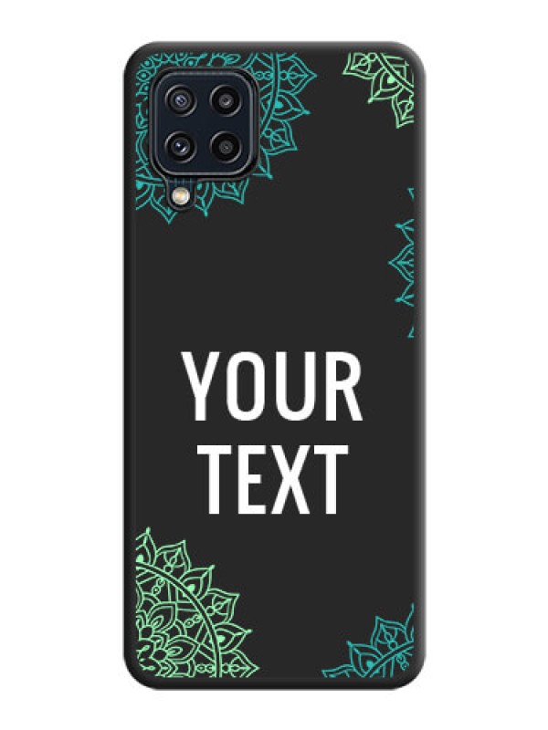 Custom Your Name with Floral Design on Space Black Custom Soft Matte Back Cover - Galaxy M32 4G Prime Edition