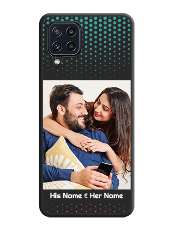 Custom Faded Dots with Grunge Photo Frame and Text on Space Black Custom Soft Matte Phone Cases - Galaxy M32 4G Prime Edition