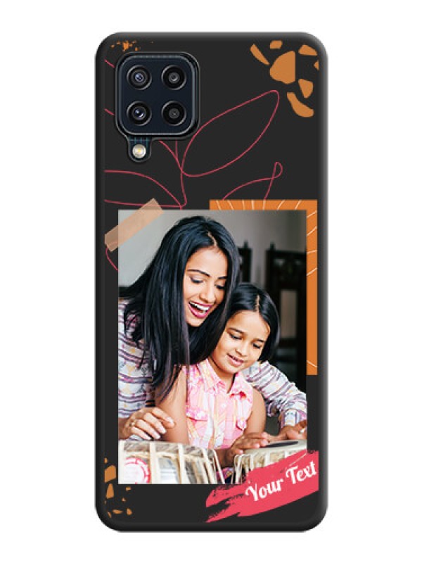 Custom Orange Photo Frame on Space Black Custom Soft Matte Phone Back Cover - Galaxy M32 4G Prime Edition