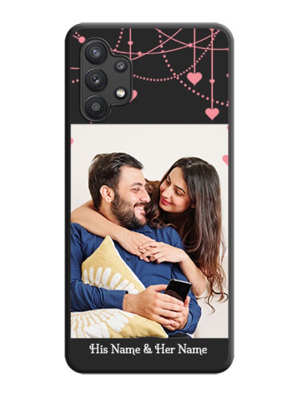 Custom Pink Love Hangings with Text on Space Black Custom Soft Matte Back Cover - Galaxy M32 5G