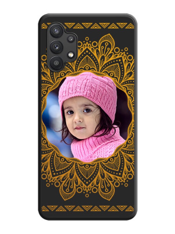 Custom Round Image with Floral Design on Photo on Space Black Soft Matte Mobile Cover - Galaxy M32 5G