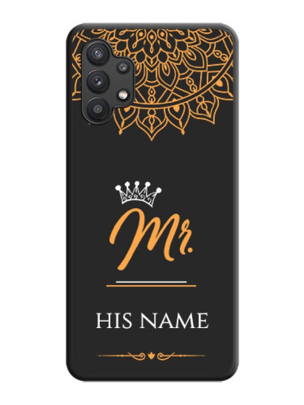 Custom Mr Name with Floral Design on Personalised Space Black Soft Matte Cases - Galaxy M32 5G