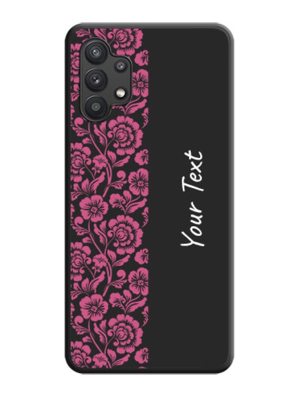 Custom Pink Floral Pattern Design With Custom Text On Space Black Personalized Soft Matte Phone Covers -Samsung Galaxy M32 5G