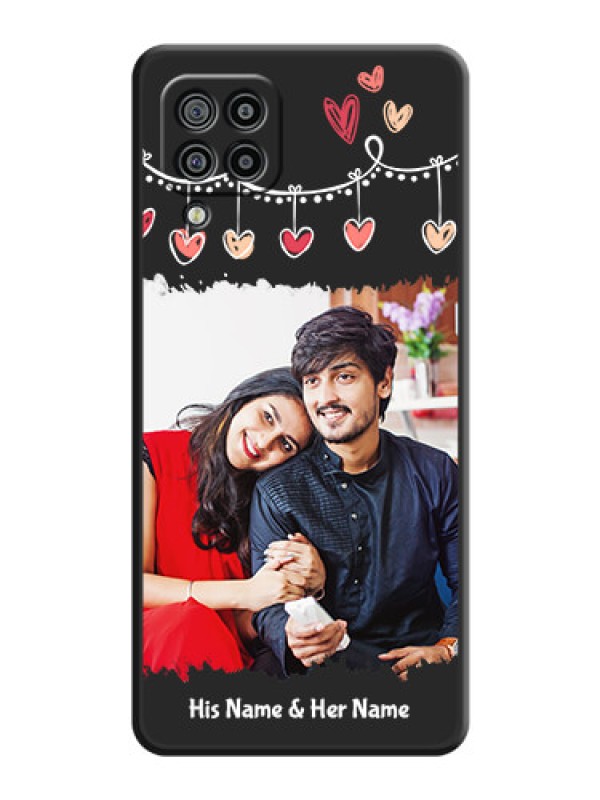 Custom Pink Love Hangings with Name on Space Black Custom Soft Matte Phone Cases - Galaxy M32