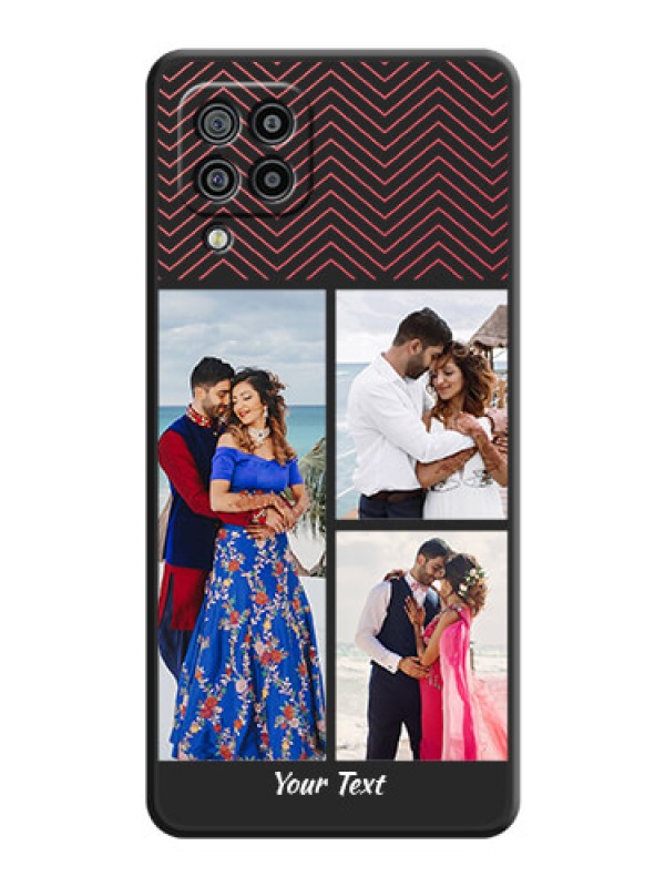 Custom Wave Pattern with 3 Image Holder on Space Black Custom Soft Matte Back Cover - Galaxy M32