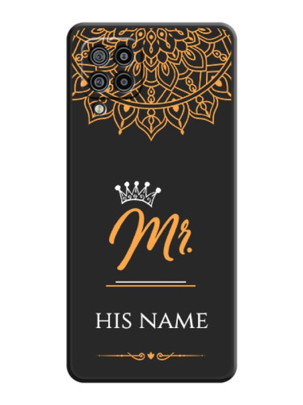 Custom Mr Name with Floral Design  on Personalised Space Black Soft Matte Cases - Galaxy M32