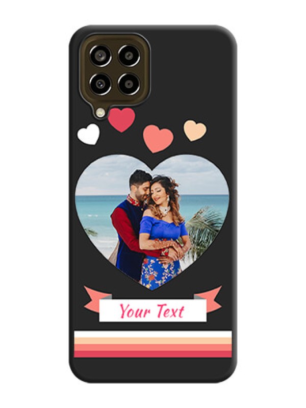 Custom Love Shaped Photo with Colorful Stripes on Personalised Space Black Soft Matte Cases - Galaxy M33 5G