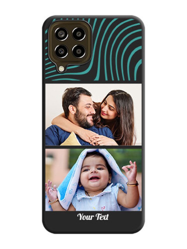 Custom Wave Pattern with 2 Image Holder on Space Black Personalized Soft Matte Phone Covers - Galaxy M33 5G