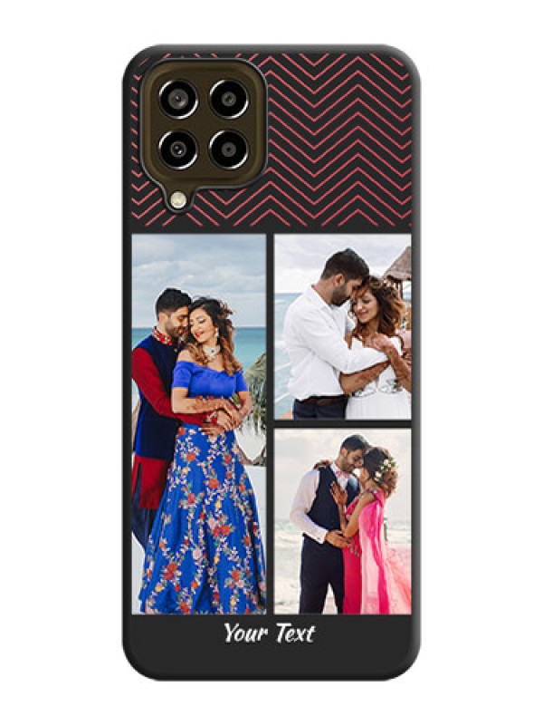Custom Wave Pattern with 3 Image Holder on Space Black Custom Soft Matte Back Cover - Galaxy M33 5G
