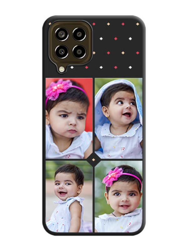 Custom Multicolor Dotted Pattern with 4 Image Holder on Space Black Custom Soft Matte Phone Cases - Galaxy M33 5G