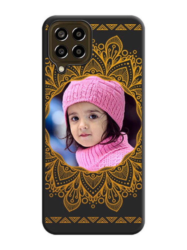 Custom Round Image with Floral Design on Photo on Space Black Soft Matte Mobile Cover - Galaxy M33 5G
