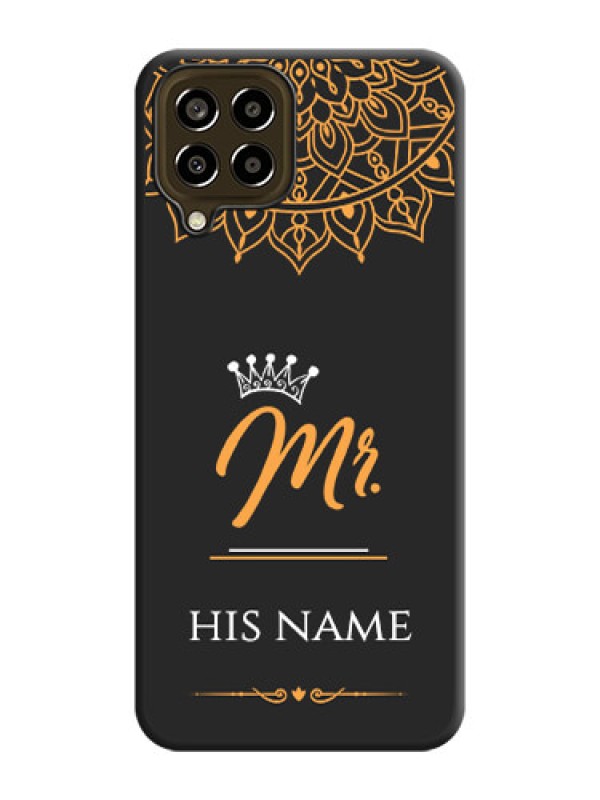 Custom Mr Name with Floral Design  on Personalised Space Black Soft Matte Cases - Galaxy M33 5G