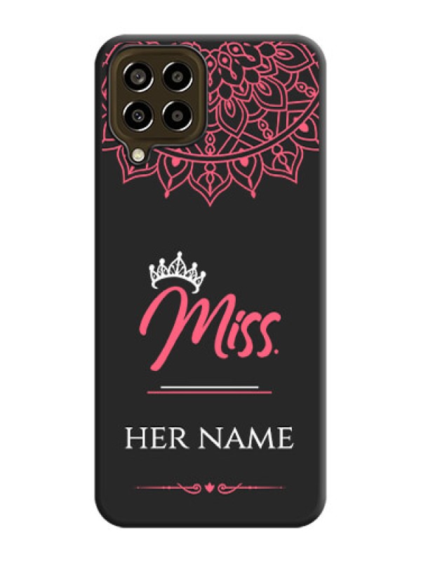 Custom Mrs Name with Floral Design on Space Black Personalized Soft Matte Phone Covers - Galaxy M33 5G
