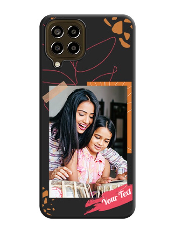 Custom Orange Photo Frame on Space Black Custom Soft Matte Phone Back Cover - Galaxy M33 5G