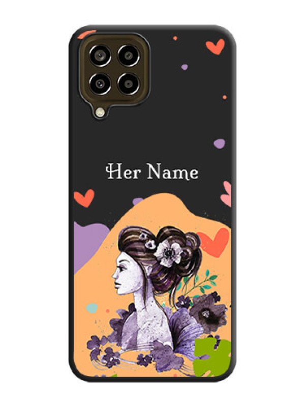 Custom Namecase For Her With Fancy Lady Image On Space Black Personalized Soft Matte Phone Covers -Samsung Galaxy M33 5G