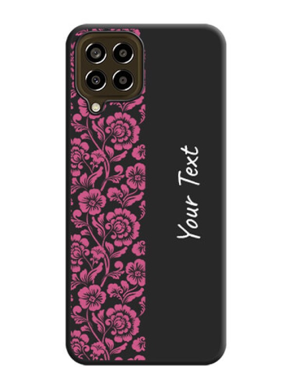 Custom Pink Floral Pattern Design With Custom Text On Space Black Personalized Soft Matte Phone Covers -Samsung Galaxy M33 5G