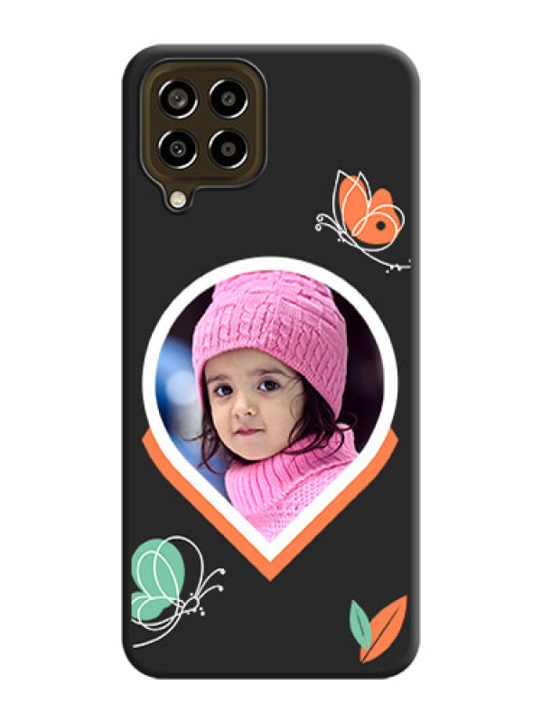 Custom Upload Pic With Simple Butterly Design On Space Black Personalized Soft Matte Phone Covers -Samsung Galaxy M33 5G