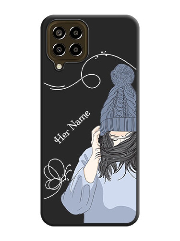 Custom Girl With Blue Winter Outfiit Custom Text Design On Space Black Personalized Soft Matte Phone Covers -Samsung Galaxy M33 5G