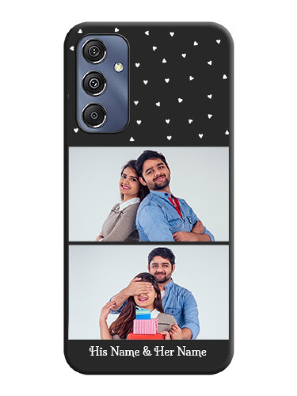Custom Miniature Love Symbols with Name on Space Black Custom Soft Matte Back Cover - Galaxy M34 5G