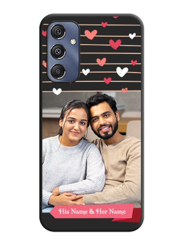 Custom Love Pattern with Name on Pink Ribbon - Photo on Space Black Soft Matte Back Cover - Galaxy M34 5G