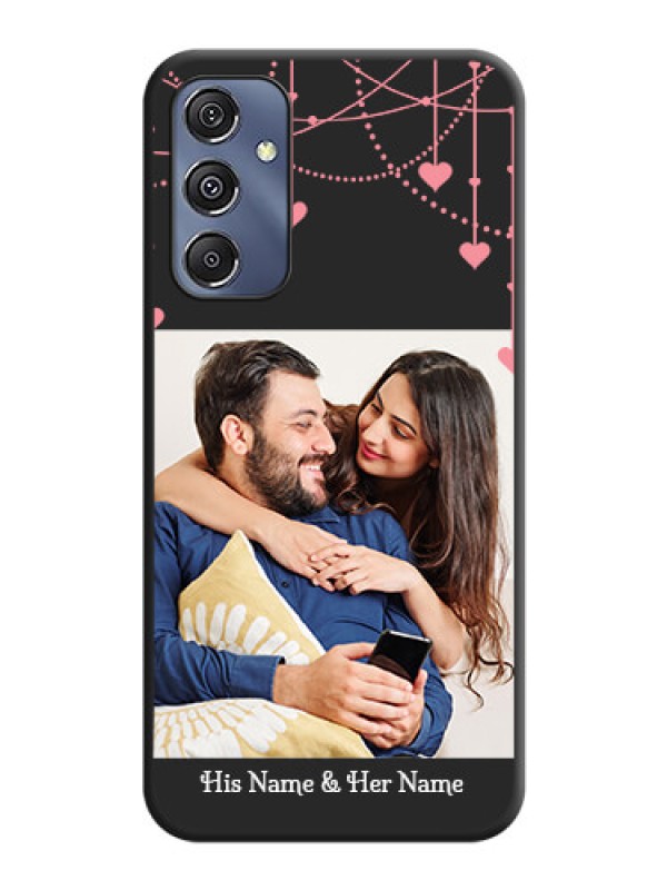 Custom Pink Love Hangings with Text on Space Black Custom Soft Matte Back Cover - Galaxy M34 5G