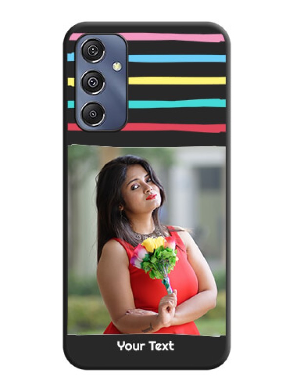 Custom Multicolor Lines with Image on Space Black Personalized Soft Matte Phone Covers - Galaxy M34 5G