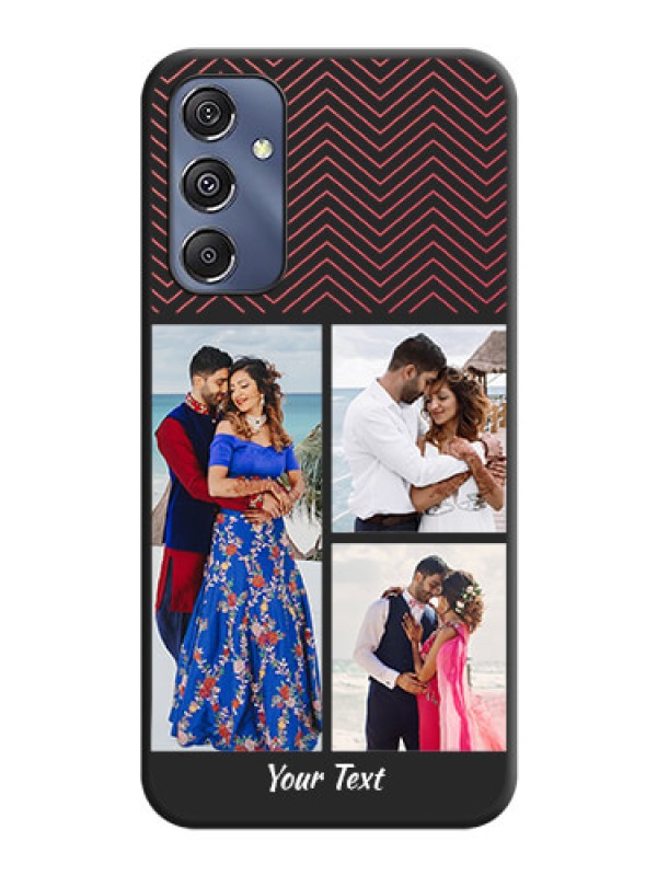 Custom Wave Pattern with 3 Image Holder on Space Black Custom Soft Matte Back Cover - Galaxy M34 5G
