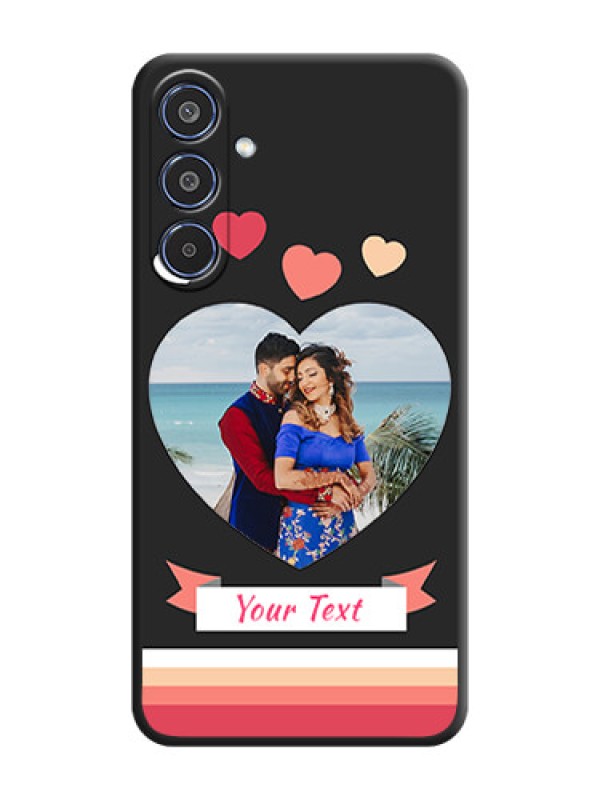 Custom Love Shaped Photo with Colorful Stripes On Space Black Custom Soft Matte Mobile Back Cover - Samsung Galaxy M35 5G