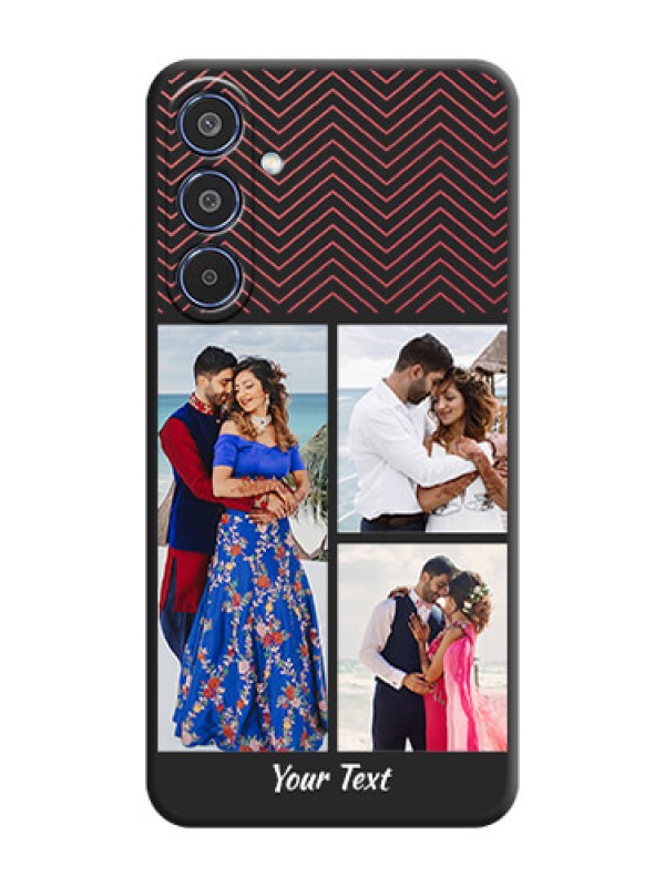 Custom Wave Pattern with 3 Image Holder On Space Black Custom Soft Matte Mobile Back Cover - Samsung Galaxy M35 5G