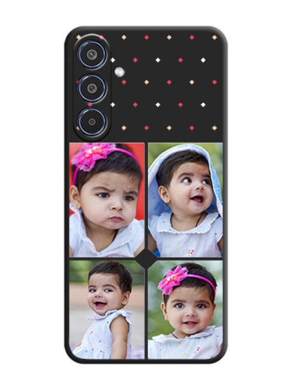 Custom Multicolor Dotted Pattern with 4 Image Holder On Space Black Custom Soft Matte Mobile Back Cover - Samsung Galaxy M35 5G