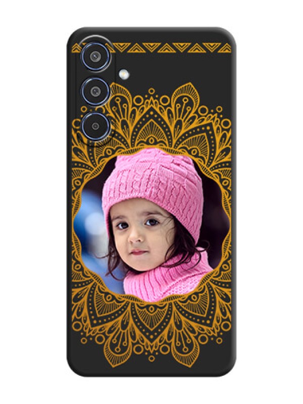 Custom Round Image with Floral Design On Space Black Custom Soft Matte Mobile Back Cover - Samsung Galaxy M35 5G