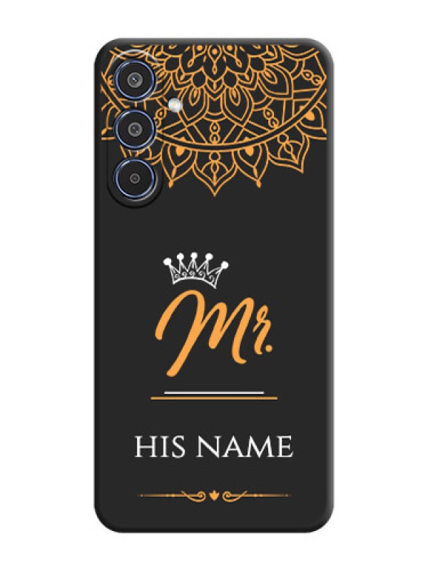 Custom Mr Name with Floral Design On Space Black Custom Soft Matte Mobile Back Cover - Samsung Galaxy M35 5G