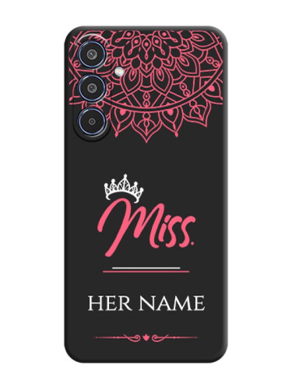 Custom Mrs Name with Floral Design On Space Black Custom Soft Matte Mobile Back Cover - Samsung Galaxy M35 5G