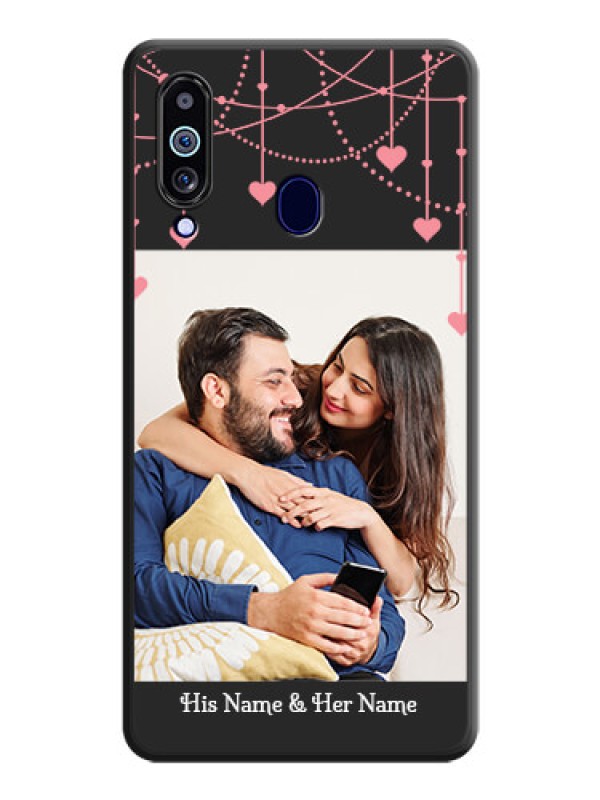 Custom Pink Love Hangings with Text on Space Black Custom Soft Matte Back Cover - Galaxy M40