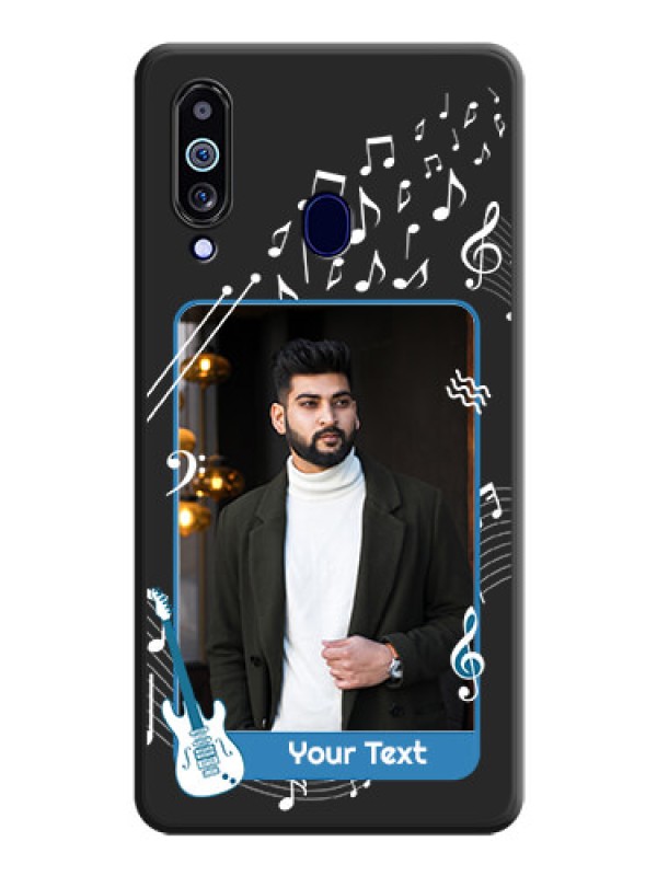 Custom Musical Theme Design with Text on Photo on Space Black Soft Matte Mobile Case - Galaxy M40
