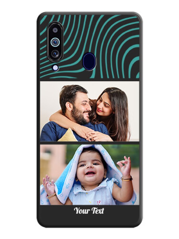 Custom Wave Pattern with 2 Image Holder on Space Black Personalized Soft Matte Phone Covers - Galaxy M40