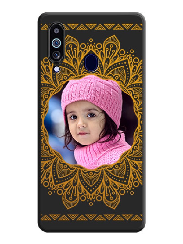 Custom Round Image with Floral Design on Photo on Space Black Soft Matte Mobile Cover - Galaxy M40