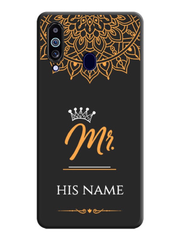 Custom Mr Name with Floral Design  on Personalised Space Black Soft Matte Cases - Galaxy M40