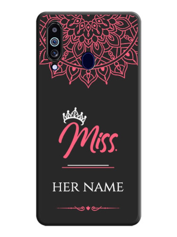 Custom Mrs Name with Floral Design on Space Black Personalized Soft Matte Phone Covers - Galaxy M40