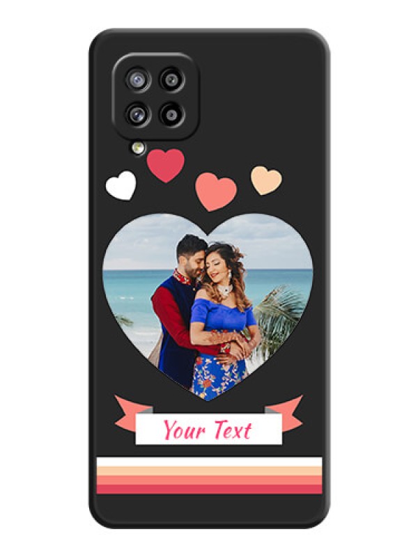 Custom Love Shaped Photo with Colorful Stripes on Personalised Space Black Soft Matte Cases - Galaxy M42 5G