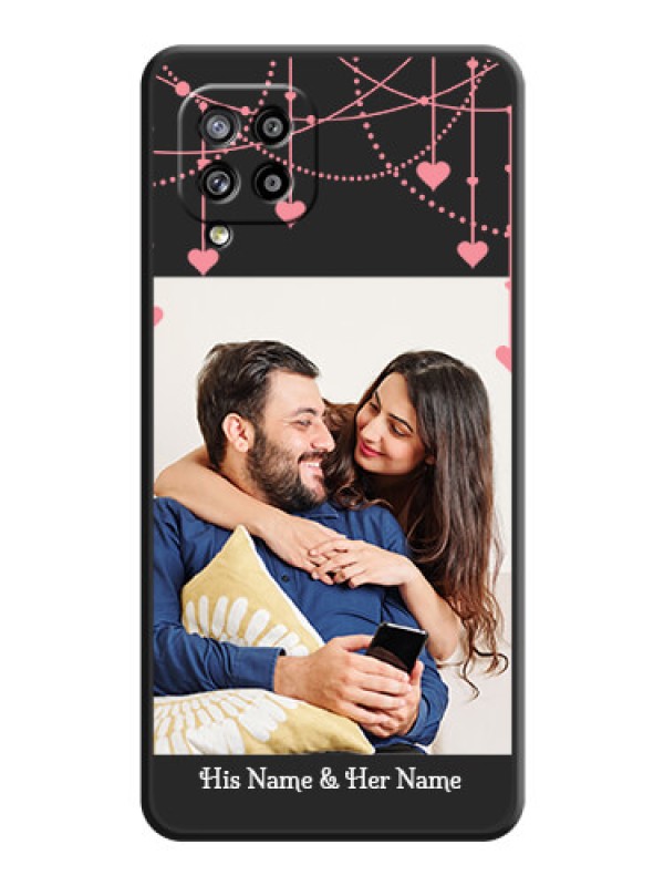 Custom Pink Love Hangings with Text on Space Black Custom Soft Matte Back Cover - Galaxy M42 5G