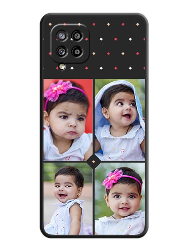 Custom Multicolor Dotted Pattern with 4 Image Holder on Space Black Custom Soft Matte Phone Cases - Galaxy M42 5G