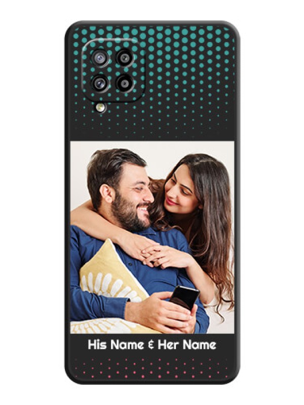 Custom Faded Dots with Grunge Photo Frame and Text on Space Black Custom Soft Matte Phone Cases - Galaxy M42 5G