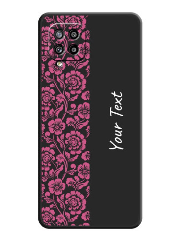 Custom Pink Floral Pattern Design With Custom Text On Space Black Personalized Soft Matte Phone Covers -Samsung Galaxy M42 5G
