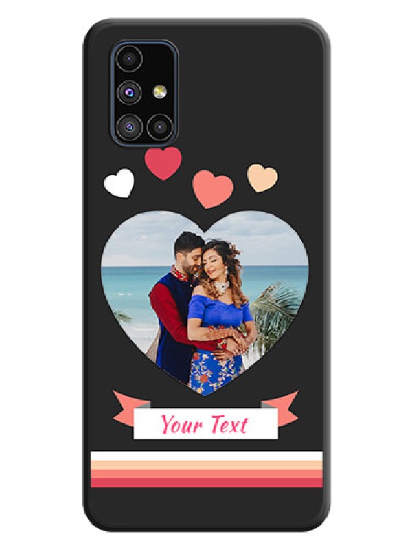 Custom Love Shaped Photo with Colorful Stripes on Personalised Space Black Soft Matte Cases - Galaxy M51