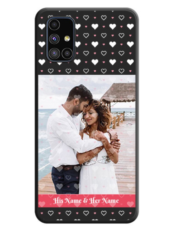 Custom White Color Love Symbols with Text Design on Photo on Space Black Soft Matte Phone Cover - Galaxy M51